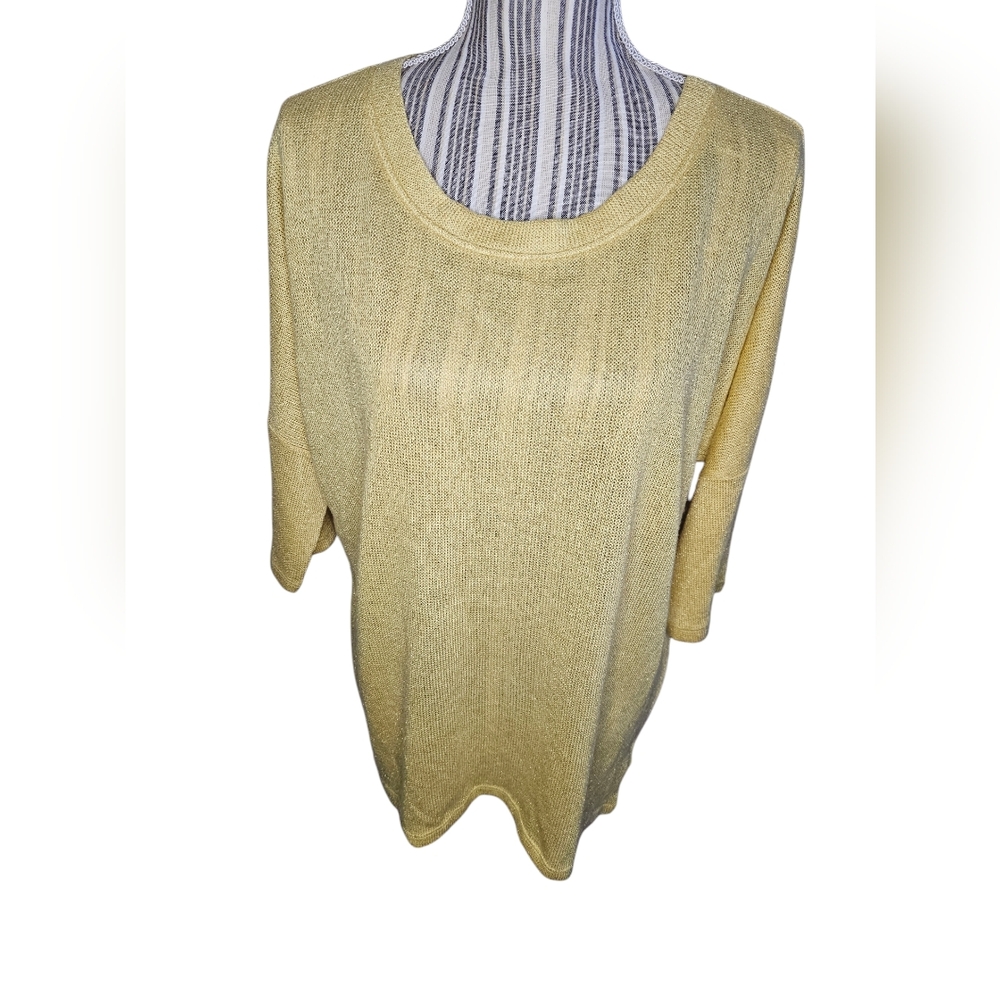 Metaphor Women's Yellow Sweater 3/4 sleeves crew-neck Size XL